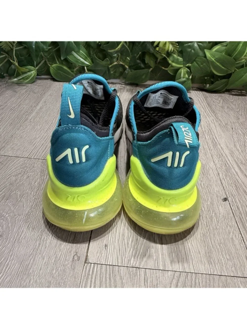 NIKE Air Max 270 GS Black White Teal / Spruce Shoes 943345-026 Size US 5.5Y
